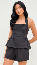 Blusa Preta Peplum de Verão