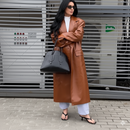 Casaco Longo de Couro Caramelo + Look Conforto Elegante