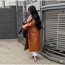 Casaco Longo de Couro Caramelo + Look Conforto Elegante