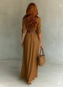 Vestido Longo Feminino – Decote V Profundo e Elegância Incomparável