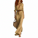 Vestido Longo Feminino – Decote V Profundo e Elegância Incomparável