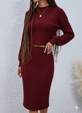 Conjunto Feminino Winered – Saia Longa e Blusa Manga Comprida que Valoriza o Quadril