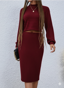 Conjunto Feminino Winered – Saia Longa e Blusa Manga Comprida que Valoriza o Quadril