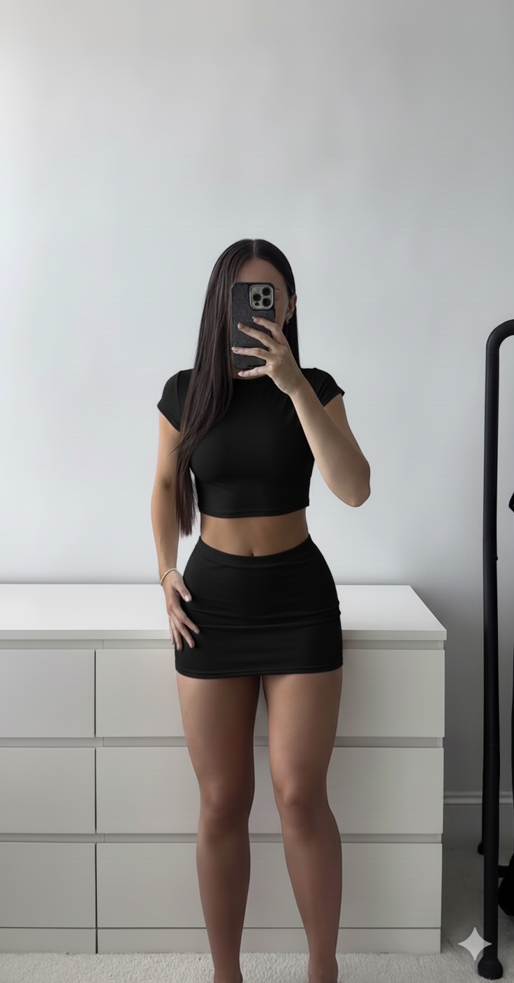 Conjunto Modelador Premium – Top e Saia que Realçam suas Curvas, Sem Transparência