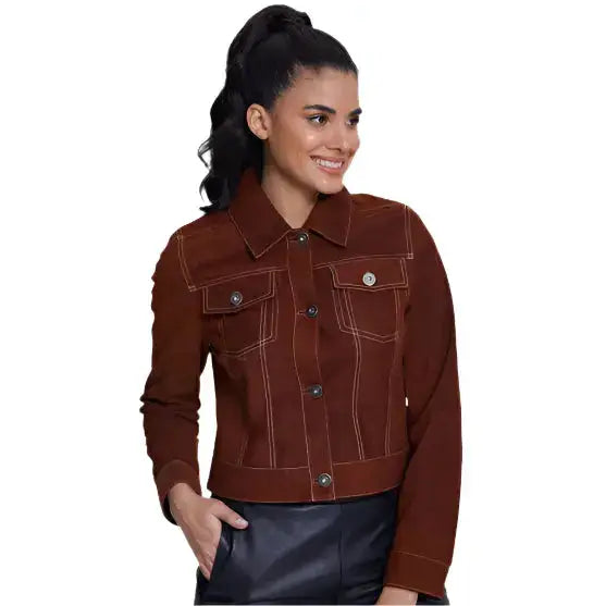 Women's Dark Tan Western Leather Jacket